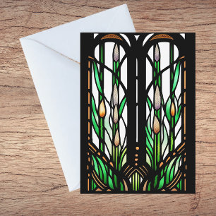 Tarjeta De Agradecimiento Vidrio con manchas de estilo Art Nouveau de color 