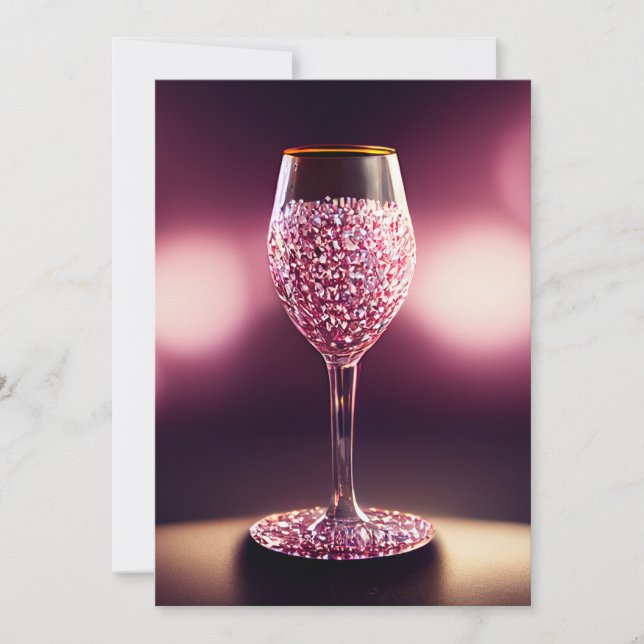 Tarjeta De Agradecimiento Vidrio lleno de joyas rosas (Anverso)