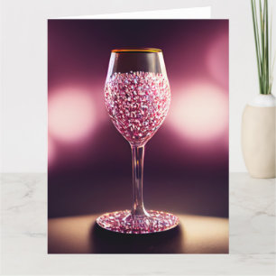 Tarjeta De Agradecimiento Vidrio lleno de joyas rosas