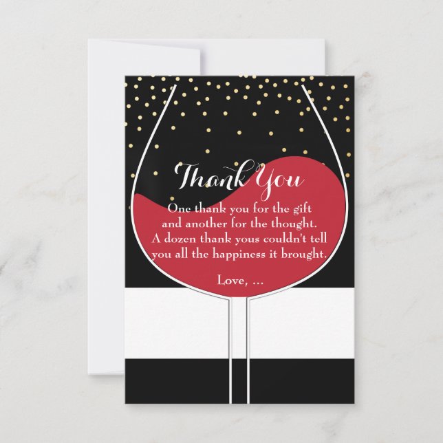 Tarjeta De Agradecimiento Vidrio Rojo Oro Negro y Blanco Gracias Cartas (Anverso)