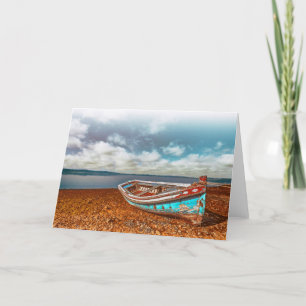 Tarjeta De Agradecimiento Viejo Aiola. Barco tradicional portugués en una pl