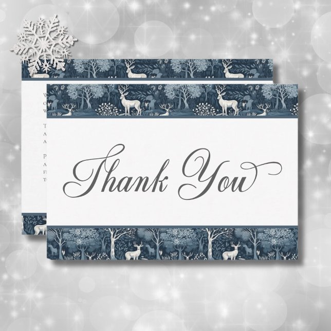 Tarjeta De Agradecimiento Viejo invierno William Morris Elegant Wedding (Vintage Winter William Morris Elegant Wedding Thank You Card)