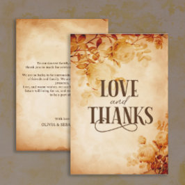 Tarjeta De Agradecimiento Viejo pergamino con Rosa Boda