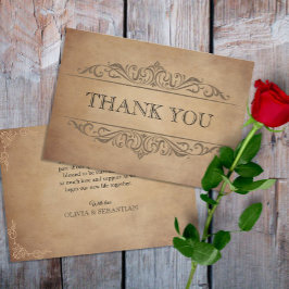 Tarjeta De Agradecimiento Viejo pergamino rústico vintage Boda victoriano