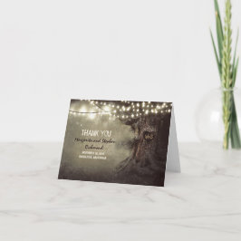 Tarjeta De Agradecimiento viejos árboles luces románticas boda gracias a las