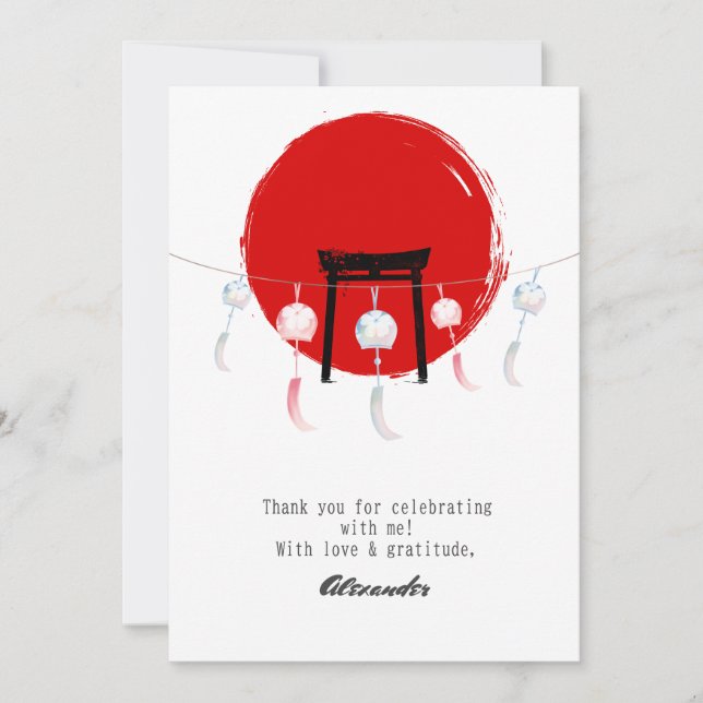 Tarjeta De Agradecimiento Viento de la fiesta de cumpleaños de Hibachi prome (Anverso)