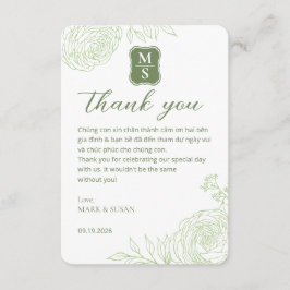 Tarjeta De Agradecimiento Vietnamese Wedding Ranunculus Green Thank You Card