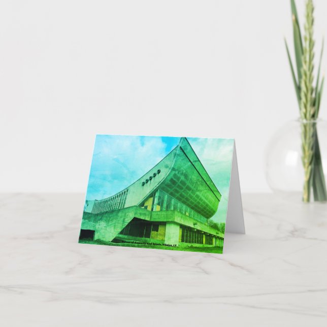 Tarjeta De Agradecimiento Vilnius, LT Brutalist Palace of Concerts & Sports (Anverso)