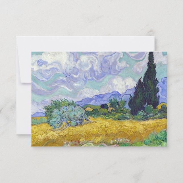 Tarjeta De Agradecimiento Vincent Van Gogh - Campo de trigo con cipreses (Anverso)