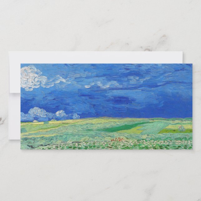 Tarjeta De Agradecimiento Vincent van Gogh - Campos de trituración bajo las  (Anverso)