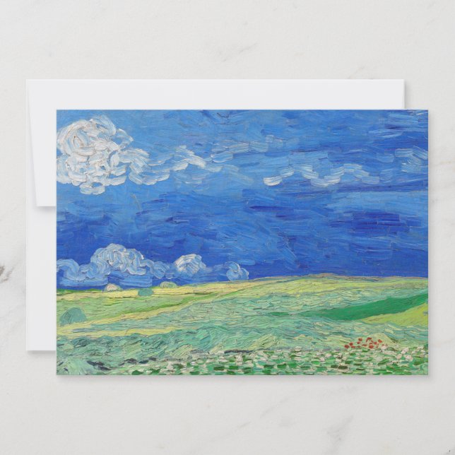 Tarjeta De Agradecimiento Vincent van Gogh - Campos de trituración bajo las  (Anverso)