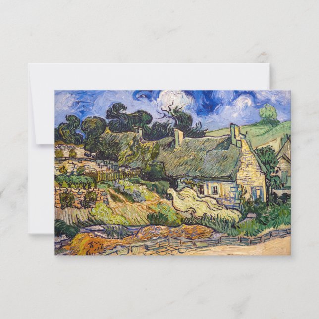 Tarjeta De Agradecimiento Vincent Van Gogh - Casas de paja en Cordeville (Anverso)