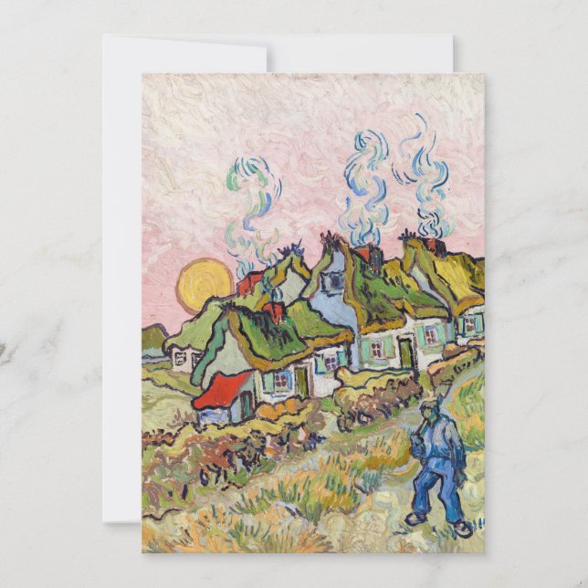 Tarjeta De Agradecimiento Vincent van Gogh - Casas y Figura (Anverso)