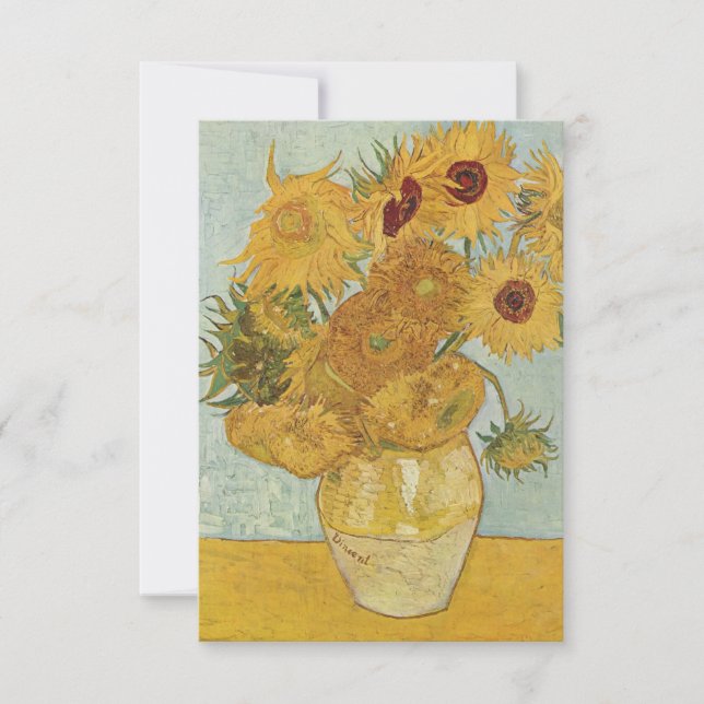 Tarjeta De Agradecimiento Vincent van Gogh Still Life Vase with Sunflowers  (Anverso)