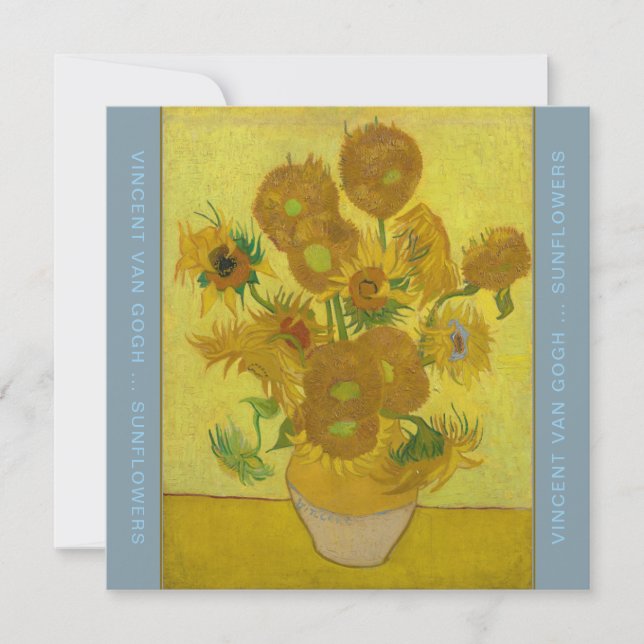 Tarjeta De Agradecimiento VINCENT VAN GOGH SUNFLOWERS cornflower blue (Anverso)