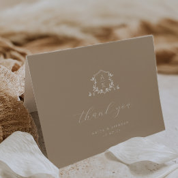 Tarjeta De Agradecimiento Viñetas sin tiempo Monograma Boda de Escudo Foto