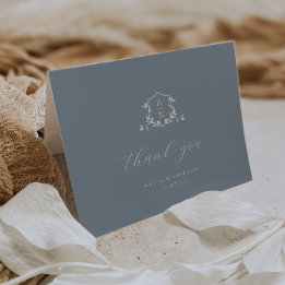 Tarjeta De Agradecimiento Viñetas sin tiempo Monograma Boda de Escudo Foto