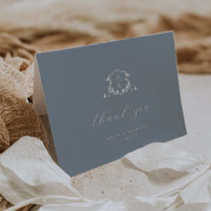 Tarjeta De Agradecimiento Viñetas sin tiempo Monograma Boda de Escudo Foto