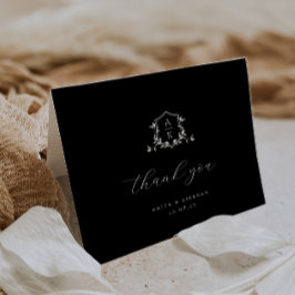 Tarjeta De Agradecimiento Viñetas sin tiempo Monograma Boda de Escudo Foto