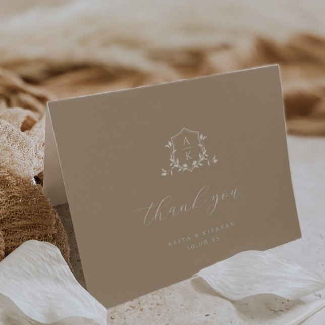 Tarjeta De Agradecimiento Viñetas sin tiempo Monograma Boda de Escudo Foto (Subido por el creador)