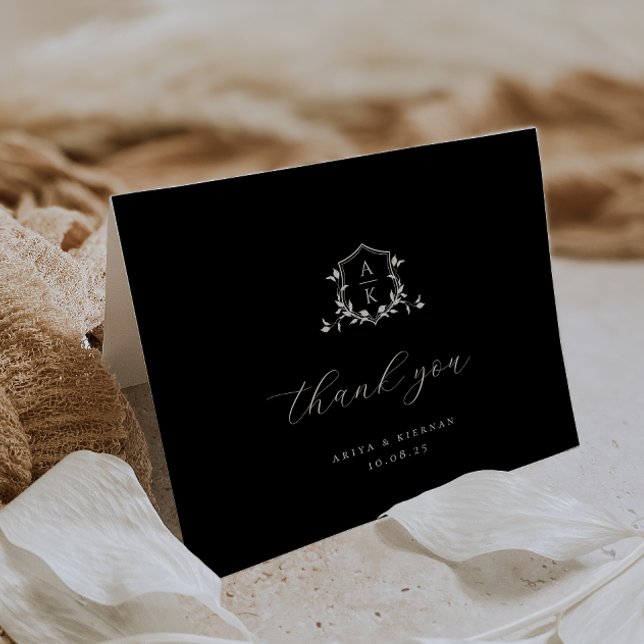 Tarjeta De Agradecimiento Viñetas sin tiempo Monograma Boda de Escudo Foto (Subido por el creador)