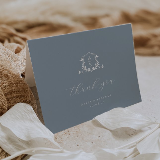 Tarjeta De Agradecimiento Viñetas sin tiempo Monograma Boda de Escudo Foto (Subido por el creador)