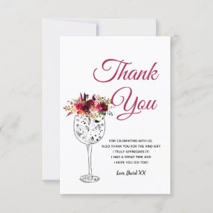 Tarjeta De Agradecimiento vino, adulto, gracias cardar