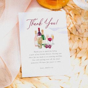 Tarjeta De Agradecimiento Vino Antes de Votos Bridal Shower de Vino