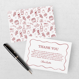 Tarjeta De Agradecimiento Vino Caprichoso Antes de los Votos Burgundy Desped