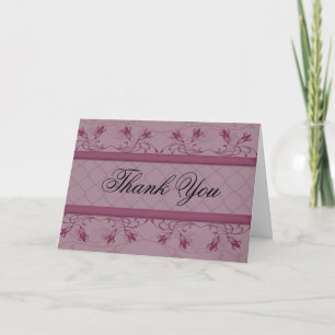 Tarjeta De Agradecimiento Vino Floral sobre Periwinkle con Centro de Diamant