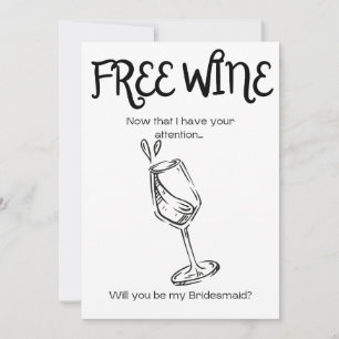 Tarjeta De Agradecimiento Vino Gratis - Propuesta de Dama de Honor