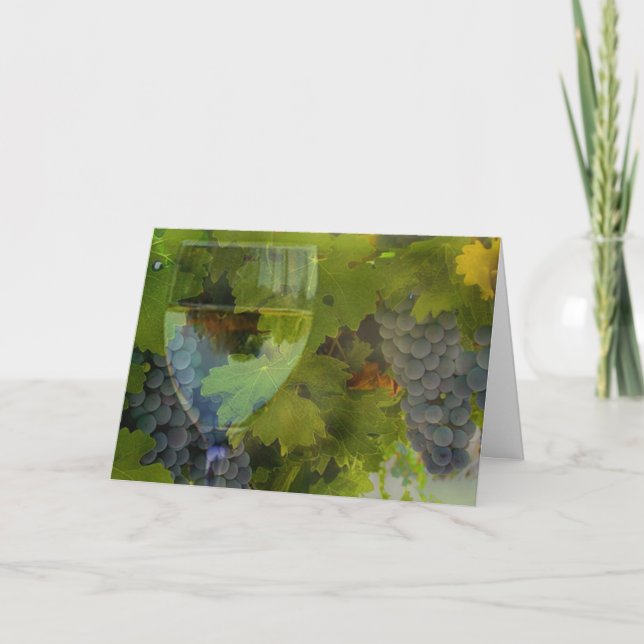 Tarjeta De Agradecimiento Vino y uva gracias (Anverso)