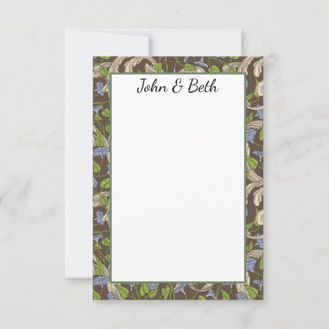 Tarjeta De Agradecimiento Vinos victorianos de marfil con flourias (Anverso)