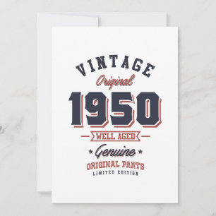 Tarjeta De Agradecimiento Vintage 1950 Nacido en 1950 Regalo de cumpleaños r