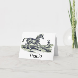 Tarjeta De Agradecimiento Vintage Art Zebra And Foot Gracias Card