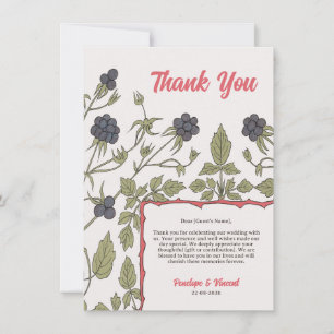 Tarjeta De Agradecimiento Vintage Autumn Blackberries Gracias