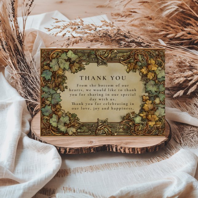 Tarjeta De Agradecimiento Vintage Autumn Botanical Wedding (Subido por el creador)