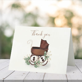 Tarjeta De Agradecimiento Vintage Baby Shower Eucalyptus Carriage Gracias