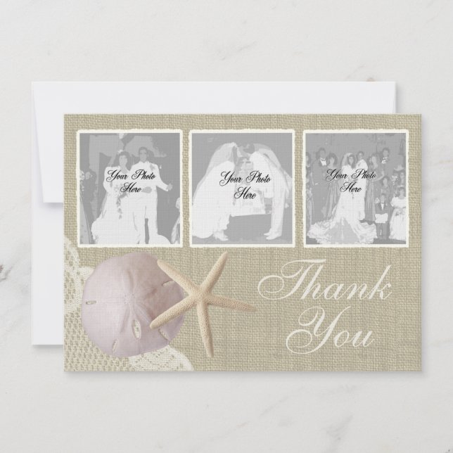 Tarjeta De Agradecimiento Vintage Beach Flat Card (Anverso)