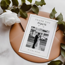 Tarjeta De Agradecimiento Vintage Black Coquette Bow Photo Flat Boda