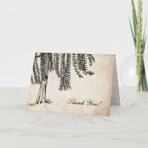 Tarjeta De Agradecimiento Vintage Black Weeping Willow Tree Gracias