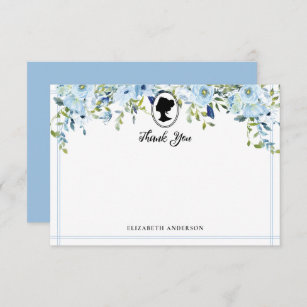 Tarjeta De Agradecimiento Vintage Blue Florals Bridgerton Bridal Shower