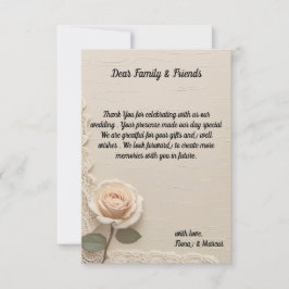 Tarjeta De Agradecimiento Vintage Boda Elegante Minimalista