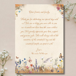Tarjeta De Agradecimiento Vintage Boho Butterfly Garden
