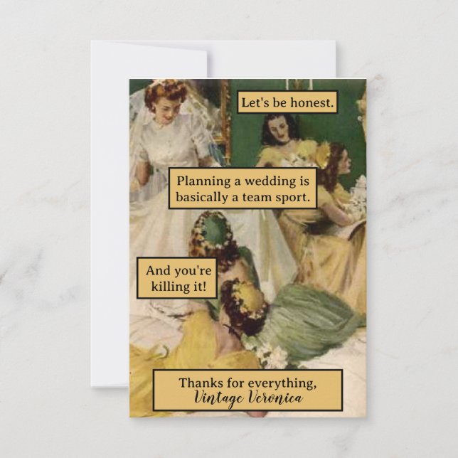 Tarjeta De Agradecimiento Vintage Bridesmaid Personalizado Gracias Regalo (Anverso)