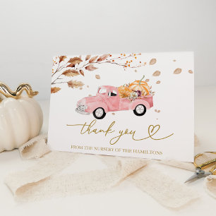 Tarjeta De Agradecimiento Vintage Camioneta Calabaza Otoño Baby Shower Graci