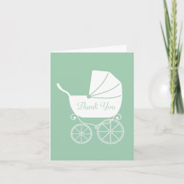 Tarjeta De Agradecimiento Vintage Carriage Baby Shower Green Gender Neutral