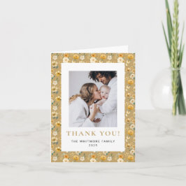 Tarjeta De Agradecimiento Vintage Carriage Taupe Floral Baby Thank You Card