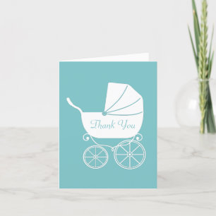 Tarjeta De Agradecimiento Vintage Carrie Baby Shower Cute Blue Boy