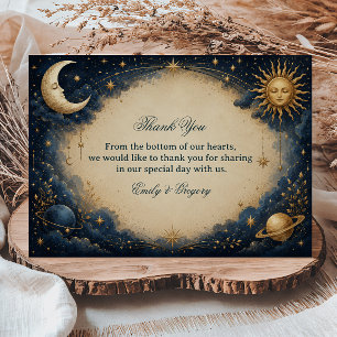 Tarjeta De Agradecimiento Vintage Celestial Cósmico